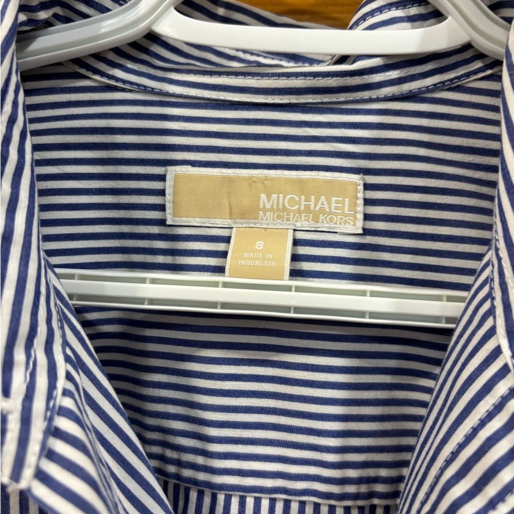 Michael Kors Navy and White Striped Shirt